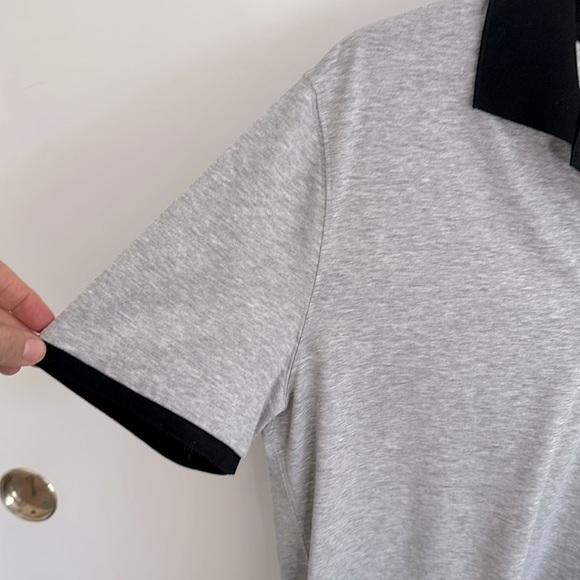 Like New Burberry London Gray and Black Cotton Stretch Polo Shirt Medium Size - Picture 5 of 10